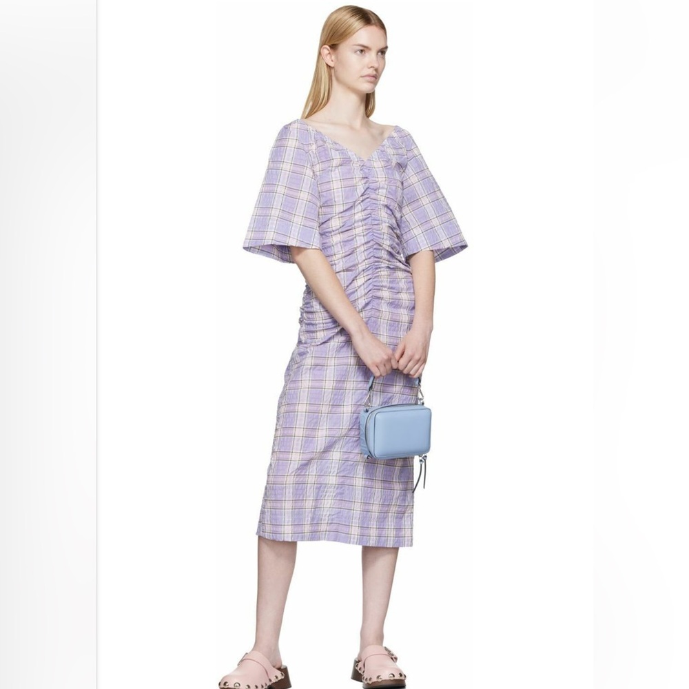 Ganni Seersucker Midi Dress